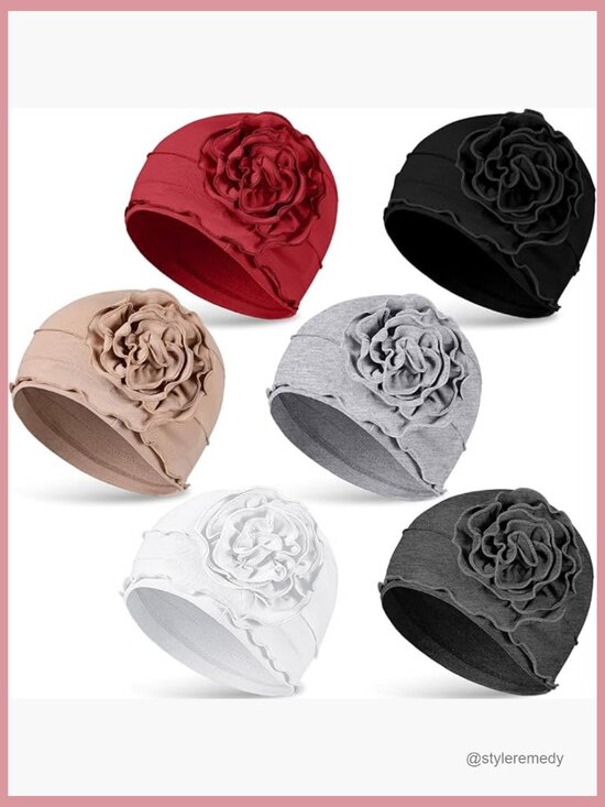 6 Pack Cotton Chemo Turban Beanie for Women Soft Head Scarf  display picture 2